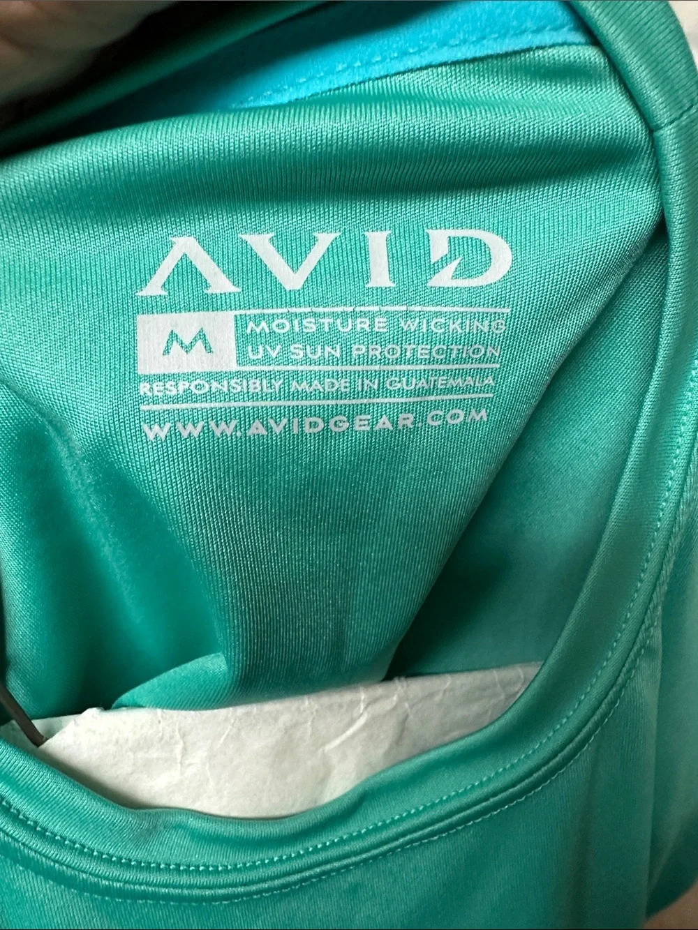 Avid Men's Medium Teal Long-Sleeve Swim Rash Guard with Fishing Hook Graphic